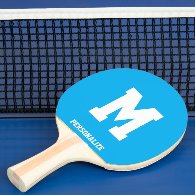 Personalized blue ping pong table tennis paddle (Insitu)