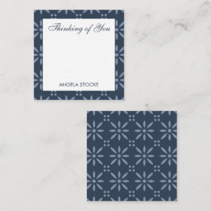 Personalized Blue Retro Flower Card