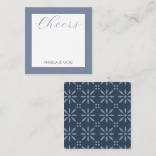 Personalized Blue Retro Flower Card