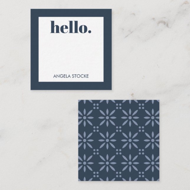 Personalized Blue Retro Flower Card (Front/Back)