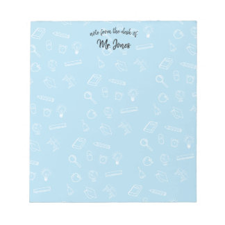 Personalized Blue School Themed Notepad