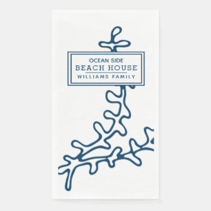 Personalized Blue Seaweed Pattern - Beach House  P Napkin