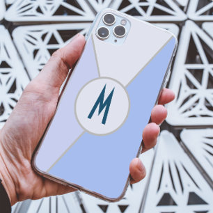 Personalized Blue Sleek modern Geometric monogram iPhone 16 Pro Max Case