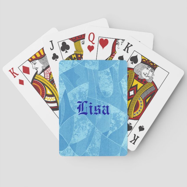 Personalized Blue Stain Glass Playing Cards (Back)