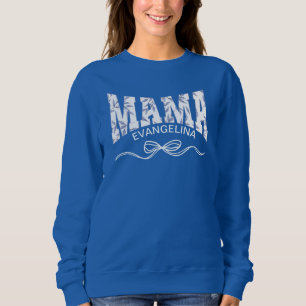 Personalized Blue Toile Coquette MAMA Sweatshirt