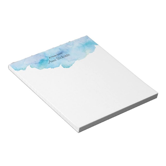 Personalized Blue watercolour Notepad (Angled)