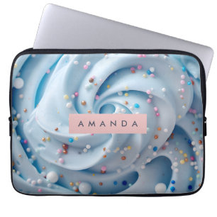 Personalized Blue Whipped Frosting Sprinkle Laptop Sleeve