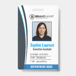 Personalized Blue White Corporate Staff ID Badge