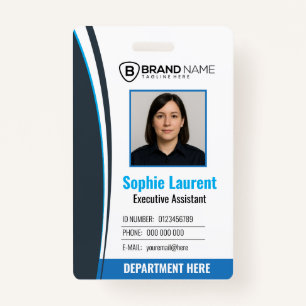 Personalized Blue White Corporate Staff ID Badge