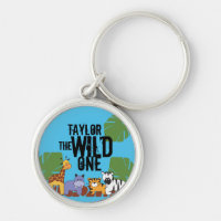 Personalized Blue Wild One Safari Animals