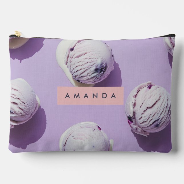 Personalized Blueberry Ice Cream Scoop  Accessory Pouch (Front)