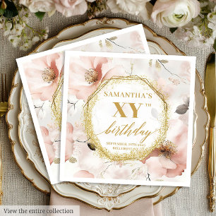 Personalized Blush Gold 90 Birthday Party Napkins