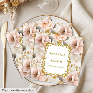 Personalized Blush Gold Wedding Napkins