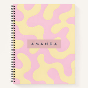 Personalized Blush Pink and Pastel Yellow Abstract Notebook