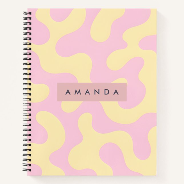 Personalized Blush Pink and Pastel Yellow Abstract Notebook (Front)