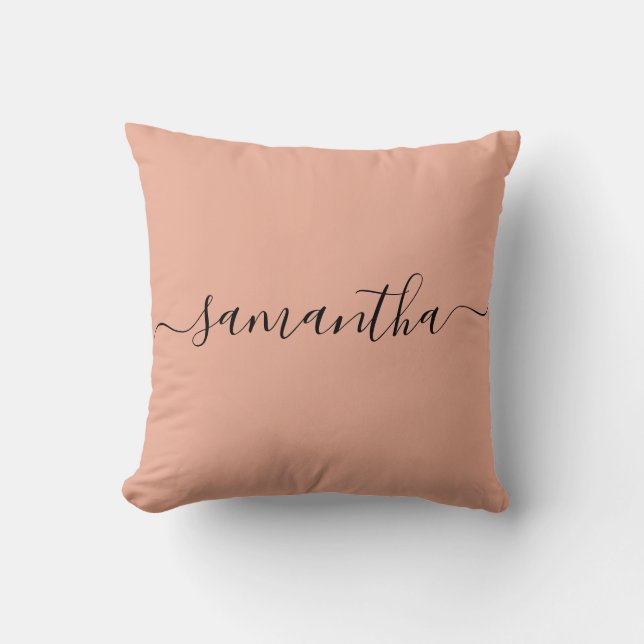 Personalized Blush Pink Calligraphy Name Cushion (Front)