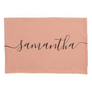 Personalized Blush Pink Calligraphy Name Pillowcase