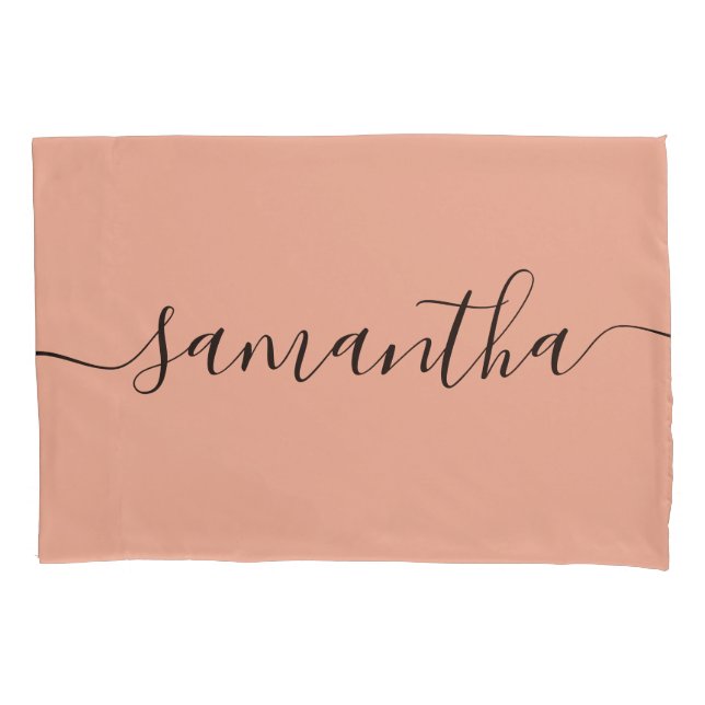 Personalized Blush Pink Calligraphy Name Pillowcase (Front)