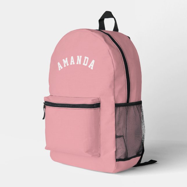 Personalized Blush Pink Kids Back to School Printed Backpack (Back Corner Right)