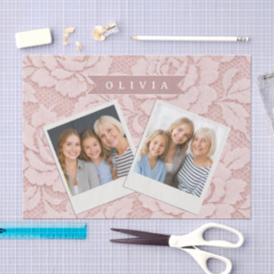 Personalized Blush Pink Lace Floral Romantic Tissue Paper