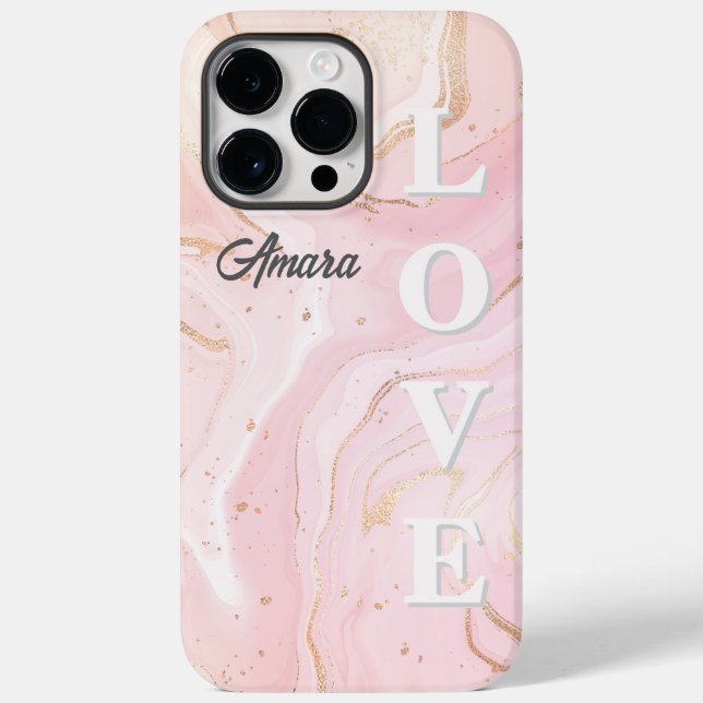 Personalized Blush Pink Marble Case-Mate iPhone Case (Back)