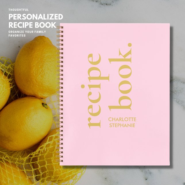Personalized Blush Pink Typography Recipe Book (Creator Uploaded)