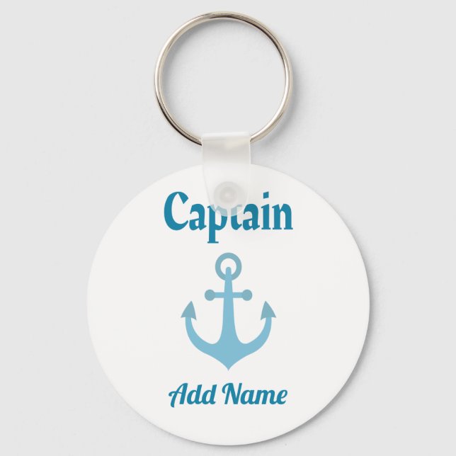 Personalized Boat Captain Anchor Key Ring (Front)