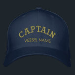 Personalized Boat Name Captain Hat<br><div class="desc">Customizable Boat Tote Bag.
 Classic "Captain" Baseball Cap,  which can be personalized with your own boat name. Features stylish embroidered design and available in a range of colors.</div>