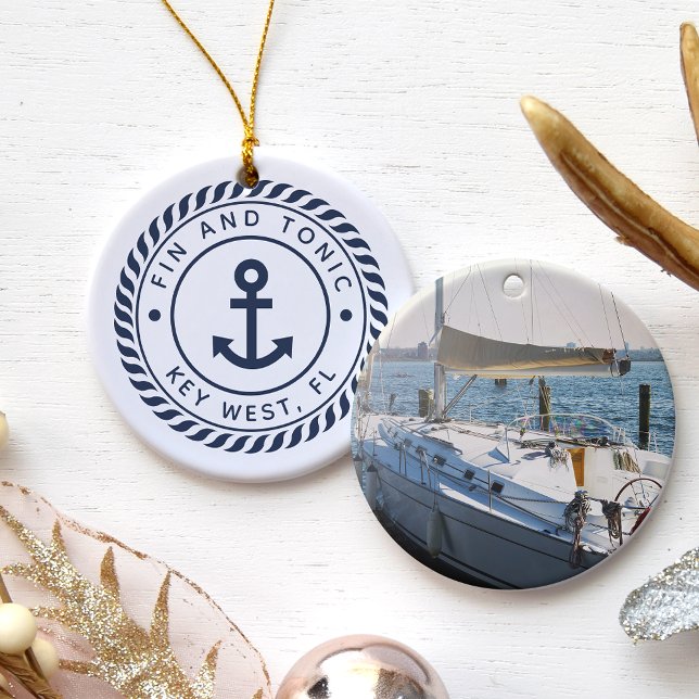 Personalized Boat Name & Photo | Nautical Ceramic Tree Decoration (Creator Uploaded)