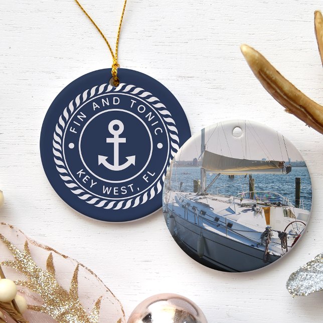 Personalized Boat Name & Photo | Nautical Ceramic Tree Decoration (Creator Uploaded)
