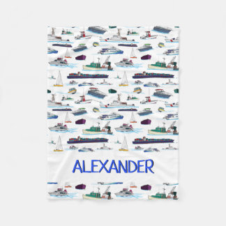 Personalized Boats and Ships Random Pattern Fleece Blanket