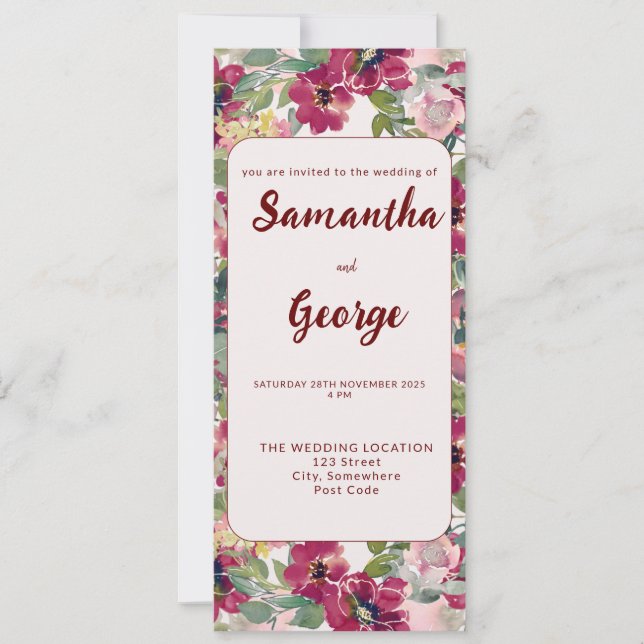 Personalized Bohemian Floral Wedding Invitations (Front)