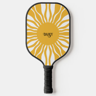 Personalized Boho Abstract Sun Rays Retro Pickleball Paddle