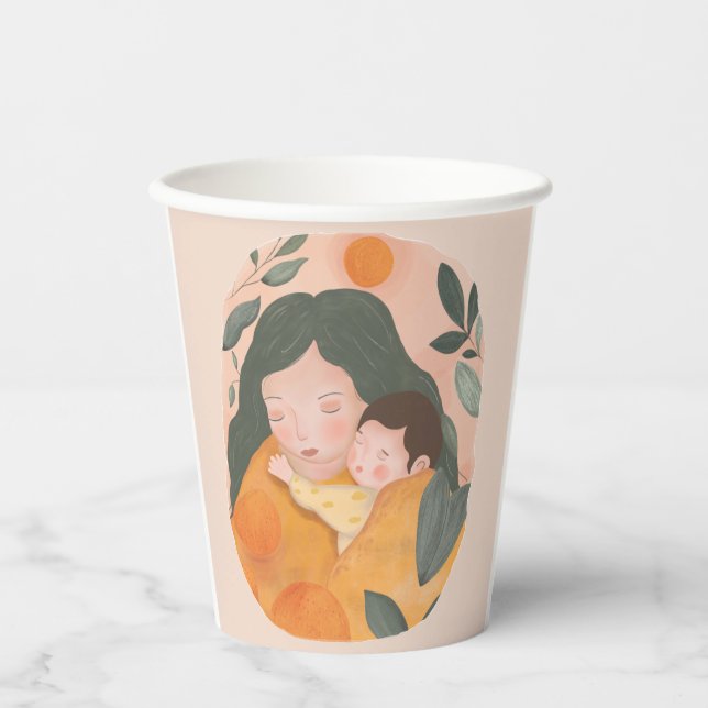 Personalized Boho Botanical Watercolor Celebration Paper Cups (Front)