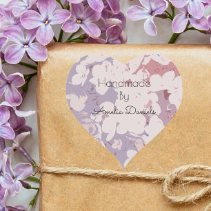 Personalized Boho Floral Handmade  Heart Sticker