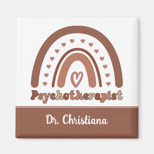 Personalized Boho Rainbow Psychotherapist  Magnet