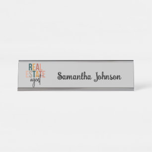 Personalized Boho Real Estate Agent Gift  Desk Name Plate