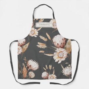 Personalized Boho Terracotta Cream Flowers Apron