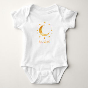 Personalized Boho Watercolor Moon & Stars – Cute   Baby Bodysuit
