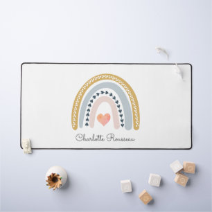 Personalized Boho Watercolor Rainbow Desk Mat