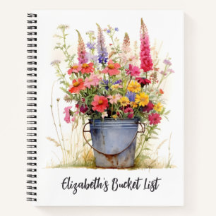 Personalized Boho Wildflower Bucket List Notebook