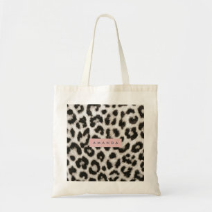 Personalized Bold Black & White Leopard Print Tote Bag