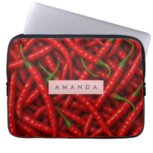 Personalized Bold Red Chili Pepper Pattern Laptop Sleeve