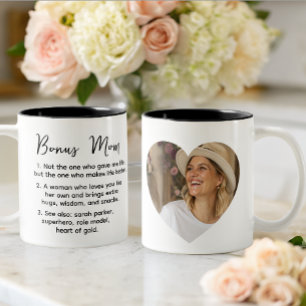 personalized Bonus Mom definition Two-Tone Coffee Mug