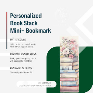 Personalized Book Stack Mini Bookmark Mini Business Card