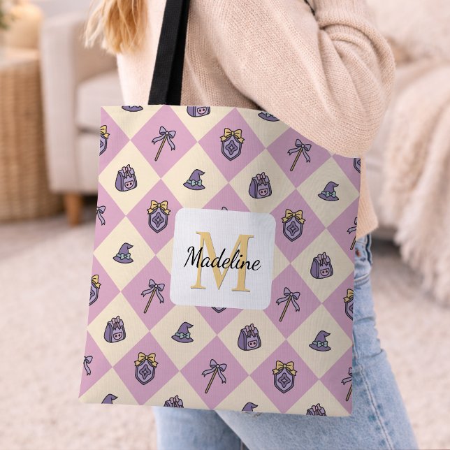 Personalized Bookish Girl Academy Wizard Pink Tote Bag (Creator Uploaded)