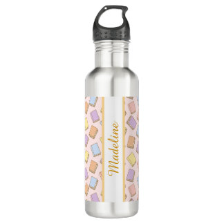 Personalized Bookish Girly Cute Bow Name Pink Back 710 Ml Water Bottle