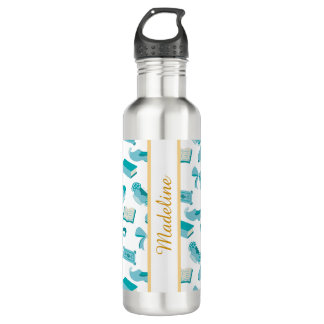 Personalized Bookish Girly Genie Bow Name Teal 710 Ml Water Bottle
