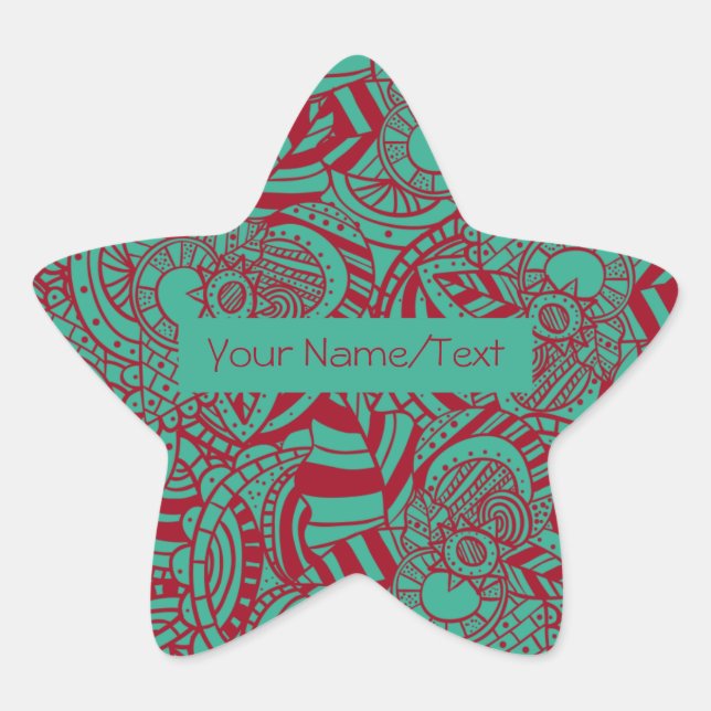 Personalized Bookplate Abstract Boho Star Sticker (Front)