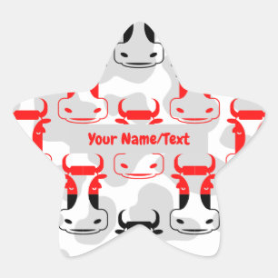Personalized Bookplate Funny Moody Cows Pattern Star Sticker
